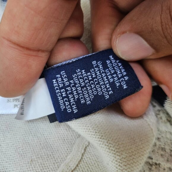 Chaps Classic Women Sweater Long Sleeve Crew Neck Blue Striped Sweatshirt Size L - Picture 8 of 8